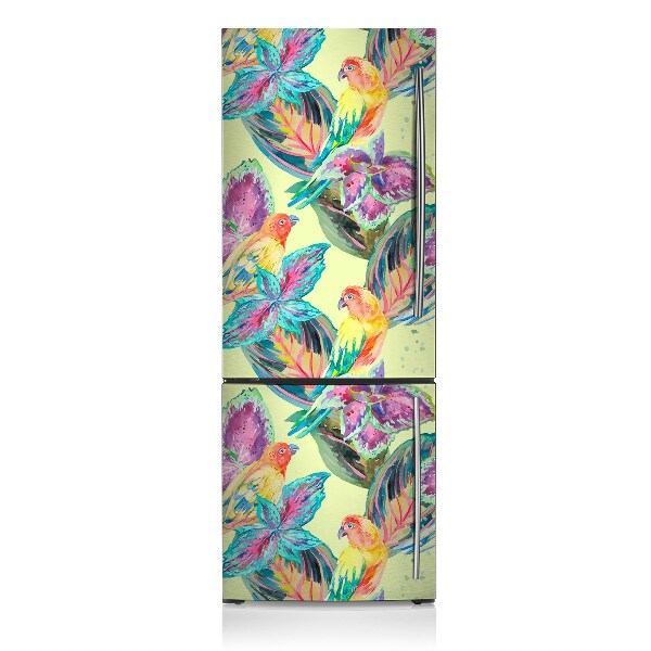 Cache frigo magnetique Perroquets colorés