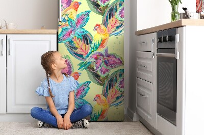 Cache frigo magnetique Perroquets colorés