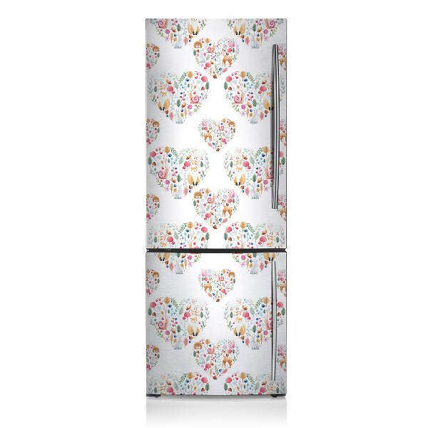 Sticker frigo magnetique Coeurs de forêt