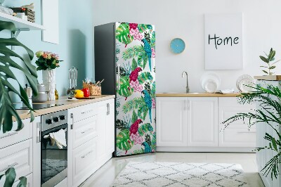 Sticker frigo magnetique Peinture murale de perroquet