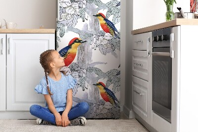Sticker frigo magnetique Oiseaux peints