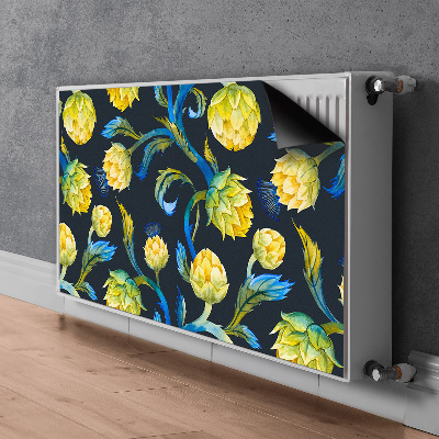 Un tapis avec un imprimé radiateur Fleurs d'artichauts