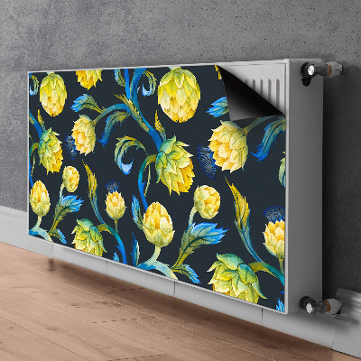 Un tapis avec un imprimé radiateur Fleurs d'artichauts