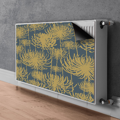 Un tapis avec un imprimé radiateur Fleurs dorées