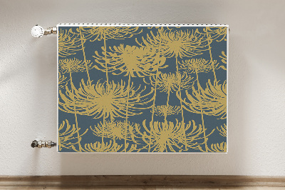 Un tapis avec un imprimé radiateur Fleurs dorées