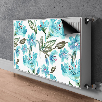 Cache radiateur déco Fleurs turquoise