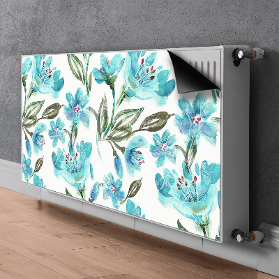 Cache radiateur déco Fleurs turquoise