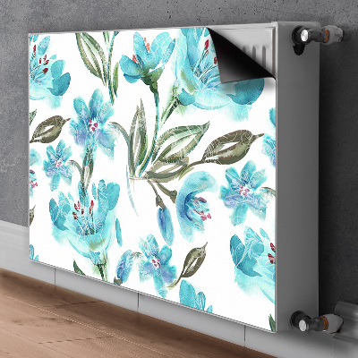 Cache radiateur déco Fleurs turquoise