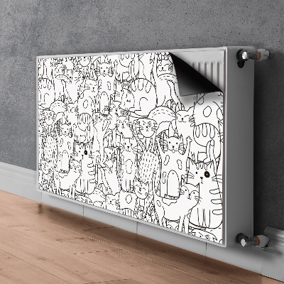 Couvercle magnétique du radiateur Chats de style doodle