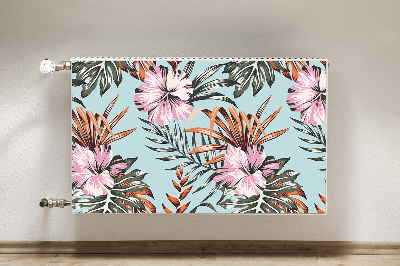 Un tapis avec un imprimé radiateur Fleurs d'hibiscus