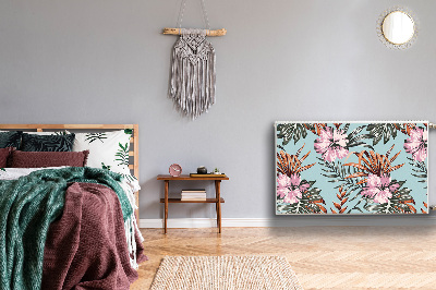 Un tapis avec un imprimé radiateur Fleurs d'hibiscus