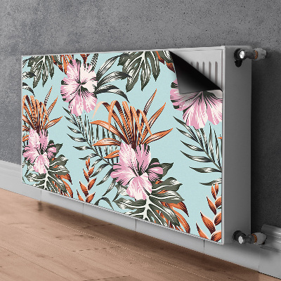 Un tapis avec un imprimé radiateur Fleurs d'hibiscus