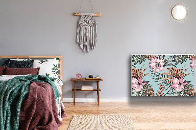 Un tapis avec un imprimé radiateur Fleurs d'hibiscus