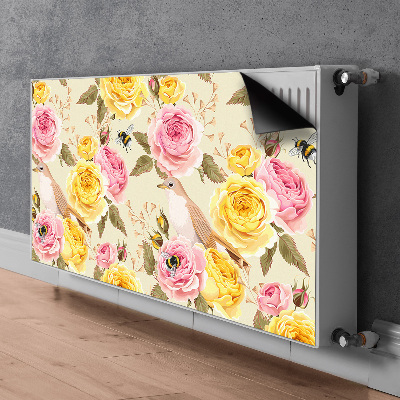 Cache radiateur déco Oiseaux et roses