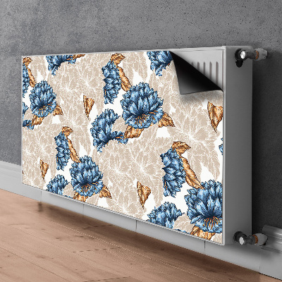 Tapis de radiateur décoratif Fleurs bleues