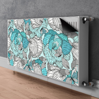 Un tapis avec un imprimé radiateur Fleurs de griffonnage