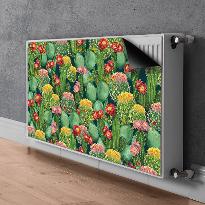 Un tapis avec un imprimé radiateur Cactus à fleurs