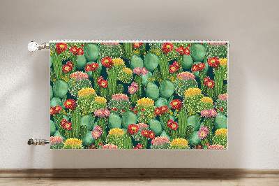 Un tapis avec un imprimé radiateur Cactus à fleurs