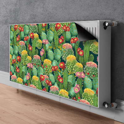 Un tapis avec un imprimé radiateur Cactus à fleurs