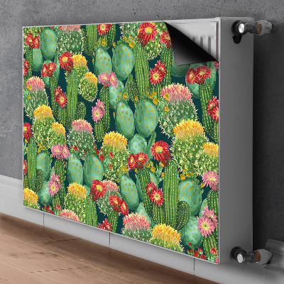 Un tapis avec un imprimé radiateur Cactus à fleurs