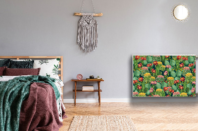 Un tapis avec un imprimé radiateur Cactus à fleurs