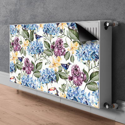 Un tapis avec un imprimé radiateur Fleurs rétro