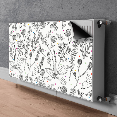 Un tapis avec un imprimé radiateur Fleurs et points