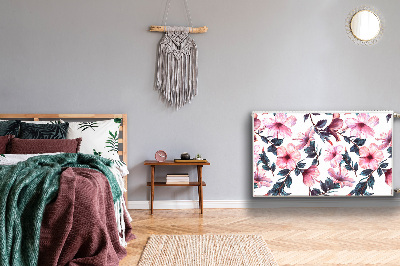 Un tapis avec un imprimé radiateur Fleurs d'hibiscus