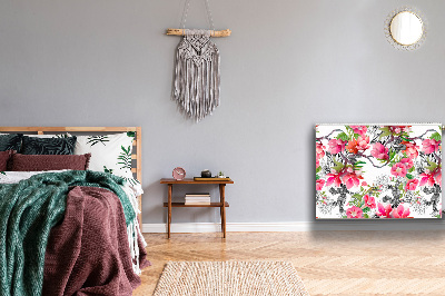 Un tapis avec un imprimé radiateur Fleurs aquarelles