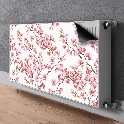 Un tapis avec un imprimé radiateur Fleurs de cerisier