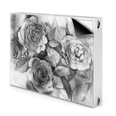 Tapis magnétique pour radiateur Roses en noir et blanc