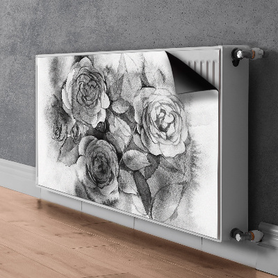 Tapis magnétique pour radiateur Roses en noir et blanc