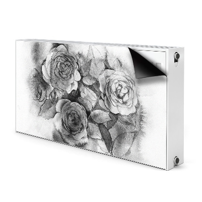 Tapis magnétique pour radiateur Roses en noir et blanc