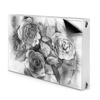 Tapis magnétique pour radiateur Roses en noir et blanc