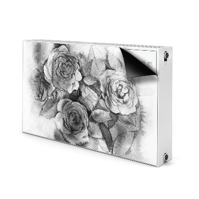 Tapis magnétique pour radiateur Roses en noir et blanc