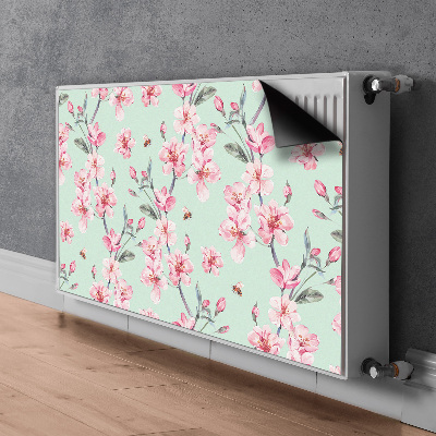 Un tapis avec un imprimé radiateur Fleurs de cerisier