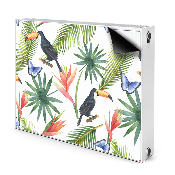 Cache radiateur déco Toucans sur une branche