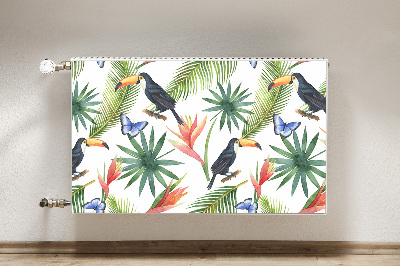 Cache radiateur déco Toucans sur une branche
