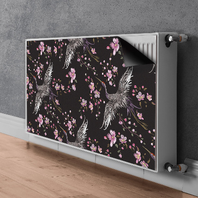 Tapis magnétique pour radiateur Hérons et fleurs