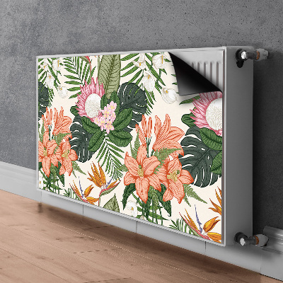 Un tapis avec un imprimé radiateur Fleurs murales