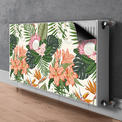 Un tapis avec un imprimé radiateur Fleurs murales