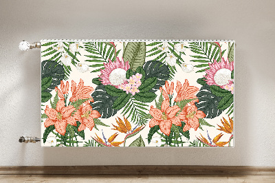 Un tapis avec un imprimé radiateur Fleurs murales