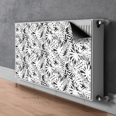 Tapis magnétique pour radiateur Feuilles noires et blanches