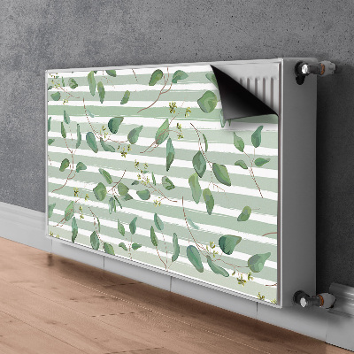 Aimant décoratif pour radiateur Feuilles sur un fond rayé