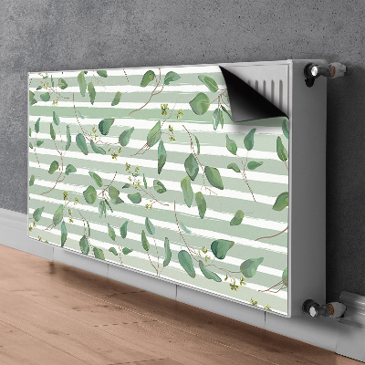 Aimant décoratif pour radiateur Feuilles sur un fond rayé