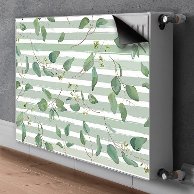 Aimant décoratif pour radiateur Feuilles sur un fond rayé