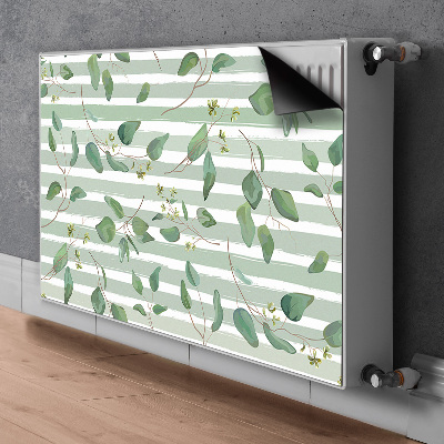 Aimant décoratif pour radiateur Feuilles sur un fond rayé