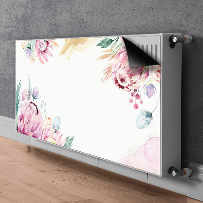 Un tapis avec un imprimé radiateur Cadre fleuri