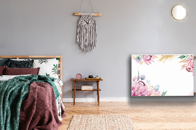 Un tapis avec un imprimé radiateur Cadre fleuri