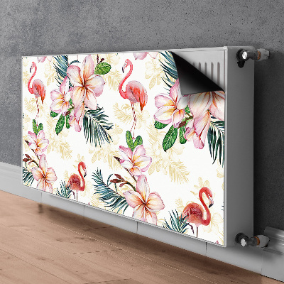 Aimant cache radiateur Flamants dans les fleurs